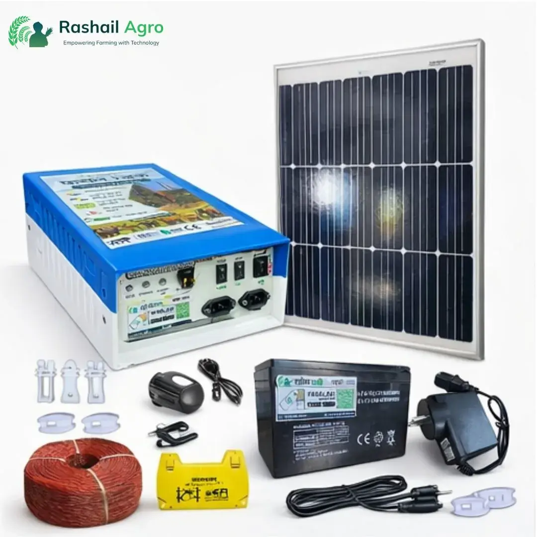 Rashail Zatka Machine Combo Kit for 40 Acres – 10-Item Included (Machine, Battery, Solar Plate, Dori, Insulator, Adaptor, Warning Plate)