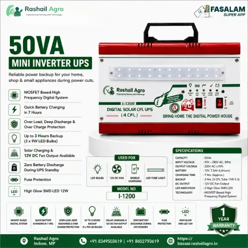 Rashail Agro ICON I-200 50VA Solar CFL Lithium Inverter UPS