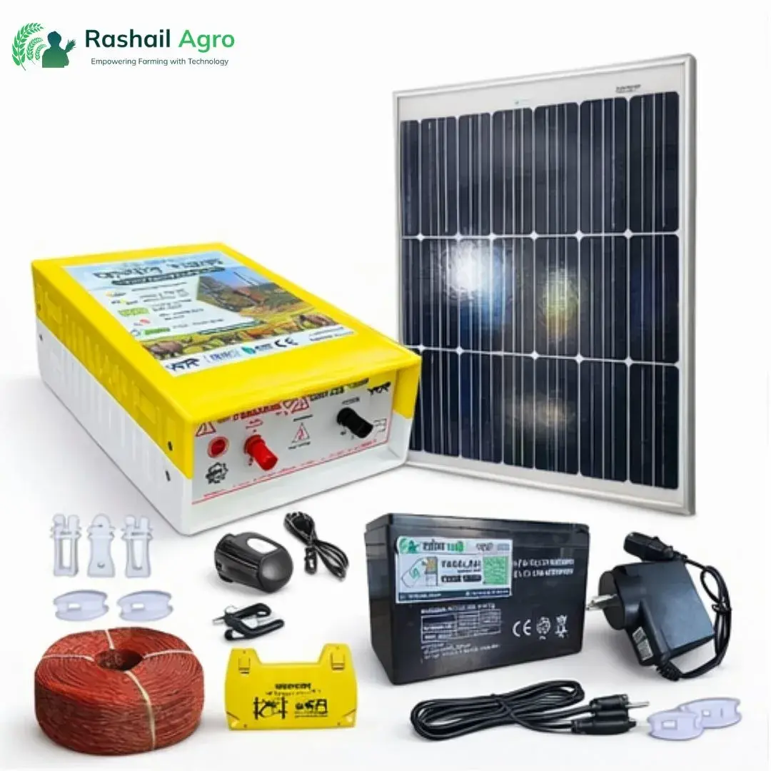 Rashail Zatka Machine Combo Kit for 20 Acres – 10-Item Included (Machine, Battery, Solar Plate, Dori, Insulator, Adaptor, Warning Plate)