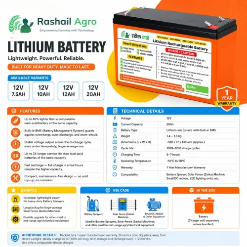 12V 12Ah Lithium Battery with 1 Year Warranty for Battery Sprayer & Solar Fence (Zatka) Machine
